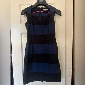 Elegant Black and Blue Striped Dress
